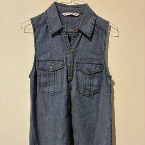Trina Turk Women's Adrina Crosshatch Denim Sleeveless Top - Women's S